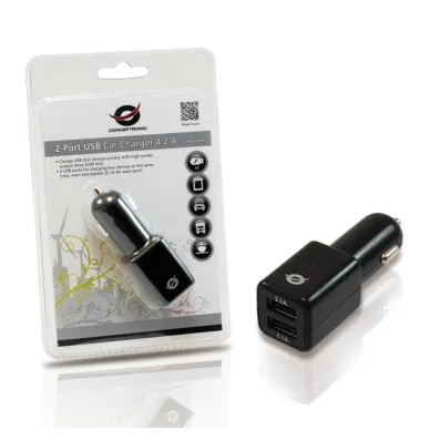 Cargador de pared conceptronic 5v 2x usb para coche 12/24v 4.2a
