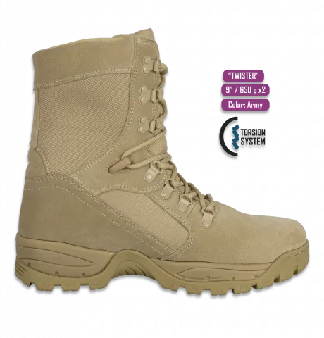 Bota táctica profesional Barbaric Force Twister, color Tan, altura 9", sistema de torsión, doble cosido, entresuela EVA, talla 47, 34791-47