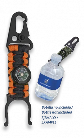 Paracord Barbaric Naranja Para Botellas Con Brújula de 13.5 cm, marca Barbaric