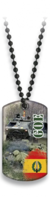 Chapa militar Con Cadena De Bolas GOE, impresión 3D, dimensiones 2,8 x 5 cm