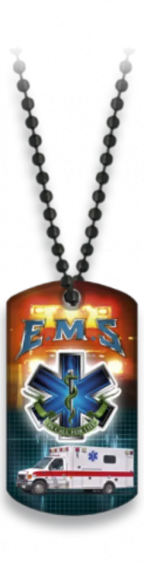 Placa Con Cadena De Bolas E.M.S, impresión 3D, dimensiones 2,8 x 5 cm