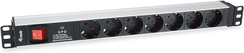 Equip 333309 unidad de distribución de energía (PDU) 7 salidas AC 1U Negro, Plata