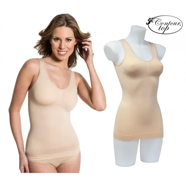 Prenda moldeadora 3 en 1 Contour Top, efecto reductor 3D sin costuras, efecto moldeador en costuras, color beige, talla XXL