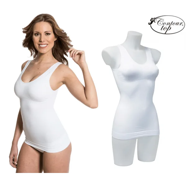 Prenda moldeadora 3 en 1 Contour Top, efecto reductor 3D sin costuras, efecto moldeador en costuras, color blanco, talla XL