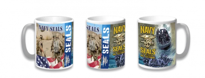 Taza Cerámica Barbaric modelo Navy Seals, impresión 360º, tamaño 9,6 cm, en caja