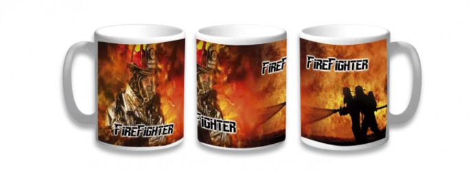 Taza cerámica Fire Fighter Barbaric, tamaño de 9,6 cm, diámetro 8 cm, impresión 360º