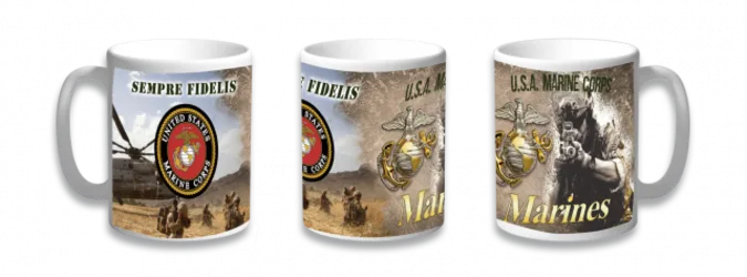 Taza Cerámica Barbaric modelo Marines, tamaño de 9,6 cm, impresión 360º, presentación en caja