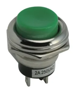 Pulsador OFF-(ON) Abierto Reposo 2A/250Vac VERDE