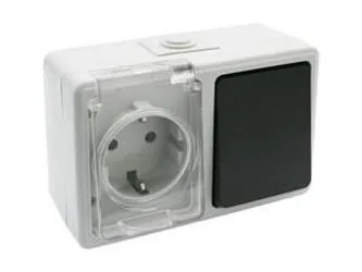 Base Enchufe Schuko Superficie Estanco Con Conmutador IP54