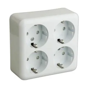 Base Multiple 4 Enchufes Cuadrada Superficie BLANCO