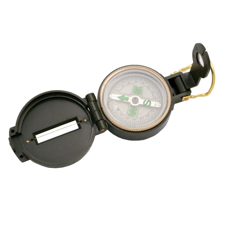 Brújula de aceite con tapa de pvc de color verde de la marca Amont en caja de Presentación
