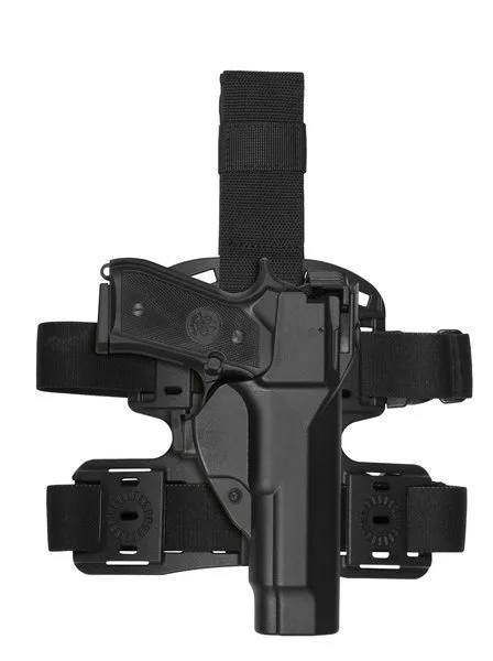 Pernera Táctica fabricada en polímero con sujeción al cinturón por dos cintas al muslo y velcro Vega Holster 8K16