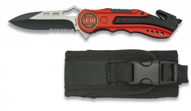 Navaja Albainox Roja. Sierra. Funda. 6.5