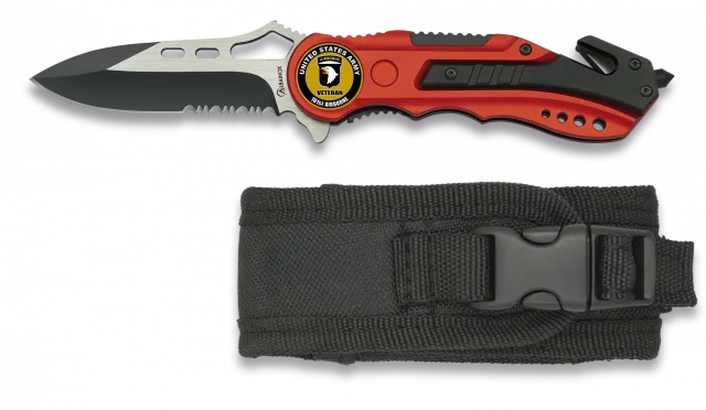 Navaja Albainox Roja. Sierra. Funda. 6.5