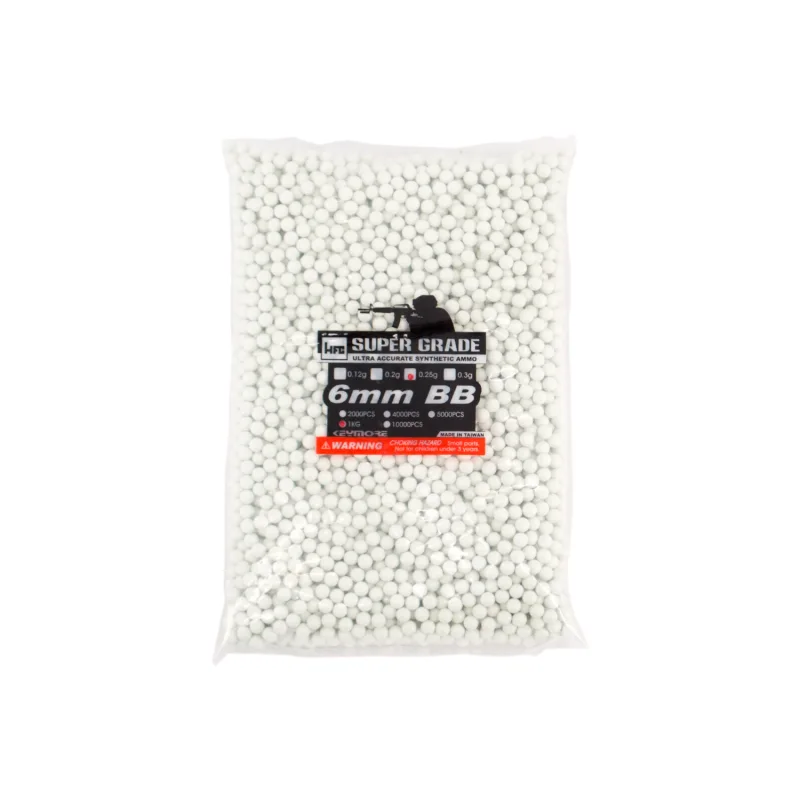 Bolsa con bolitas de PVC para armas Airsoft calibre 6mm 0.25 Gr con 1KG bolitas
