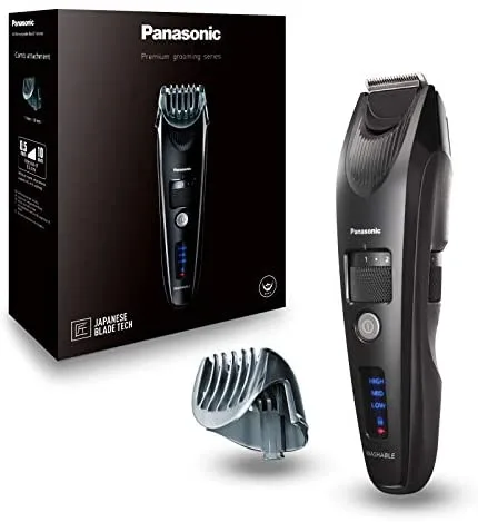 Panasonic ER-SB40-K803 Trimmer de Barba para Hombres, Cortapelos Portátil Resistente Al Agua, 20 ajustes de longitud, Accesorio de Peine, Inalámbrico y con Cable, Indicador de Batería LED, Negro