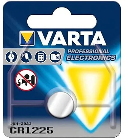 Varta Pila de botón de litio de 3V CR1225, pilas de botón en un blíster original de 1 unidad, plata