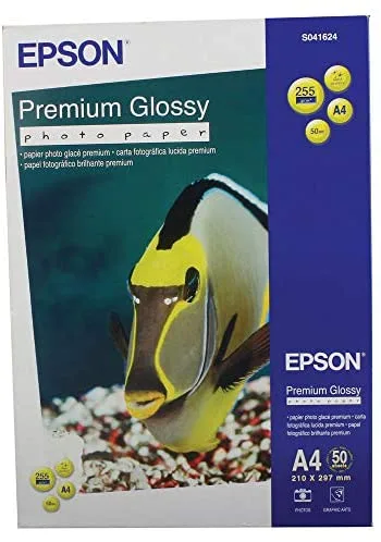 Epson Premium - Papel fotográfico brillante (A4, 50 unidades, tamaño A4, 1 unidad, SKU EP41624)
