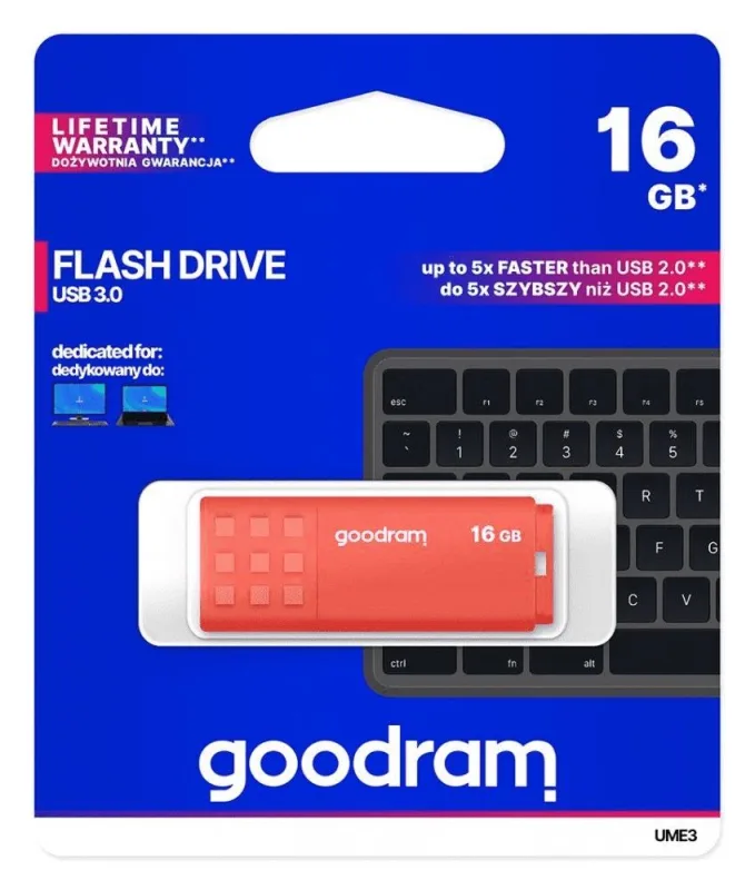Goodram UME3 unidad flash USB 16 GB USB tipo A 3.2 Gen 1 (3.1 Gen 1) Naranja