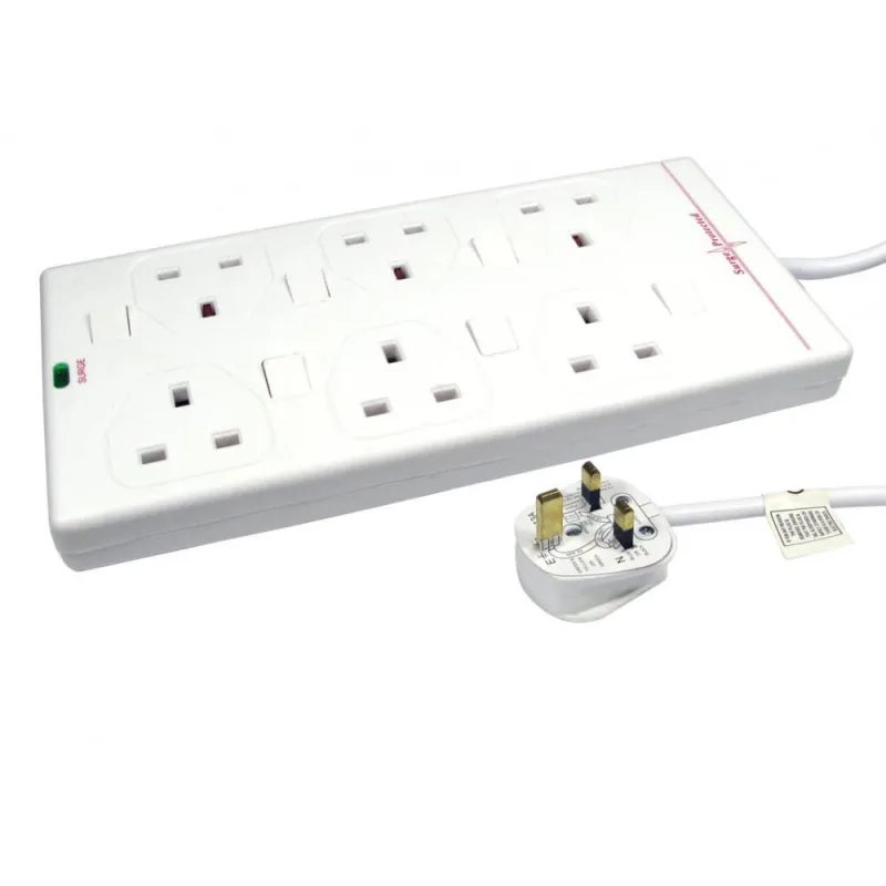 Microconnect GRU006WUK-SWITCH base múltiple 2 m 6 salidas AC Blanco