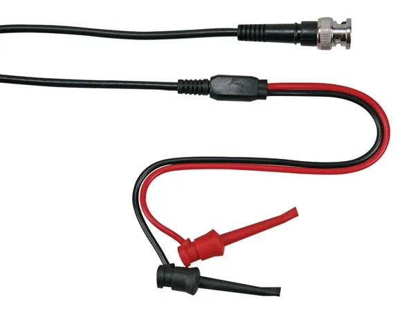 Velleman Cable coaxial, 1 metro, bnc macho a 2 mini sondas de pinza, 33 vac/60 vdc, 6 a, conexión rápida, para pruebas y mediciones