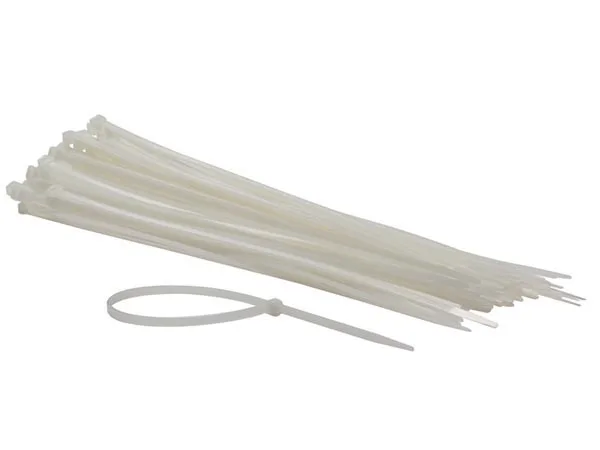Perel Bridas de nylon blancas, 100 unidades, ataduras de cables 300 x 4,8 mm, resistentes a UV, autolock, 36 kg de fuerza de tracción, para aplicaciones pesadas en interiores y exteriores.