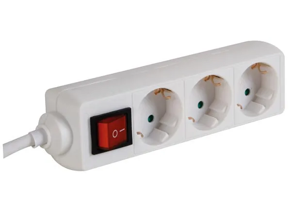Perel Bloque multiplicado con Interruptor, 3 enchufes Schuko (Tipo F) e, 3 m, 3g1.5, Uso Interno, Blanco
