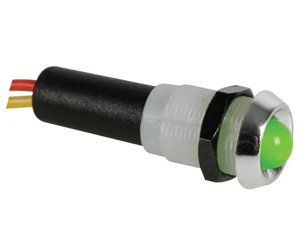 Perel 139222 lámpara LED de señal, 24 V, carcasa cromo abs, Verde
