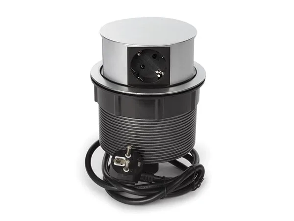 Perel EBP04-G 4-Way Pop-Up Desktop Enchufe, Schuko