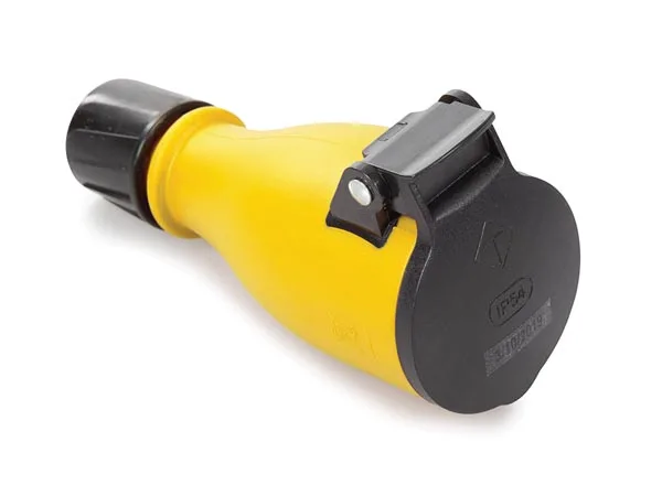 Perel Enchufe de contraste IP54 seguro con tapa, conexión a tierra