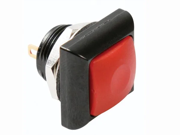 POUSSOIR MTALLIQUE CARR AVEC CAPUCHON ROUGE - 1P SPST OFF-ON