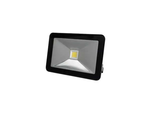 Perel LED Spotlight, 10 W, 1000 LM, 4000 ° K, blanco cálido, para uso interior y exterior, soporte de montaje ajustable, aluminio, negro