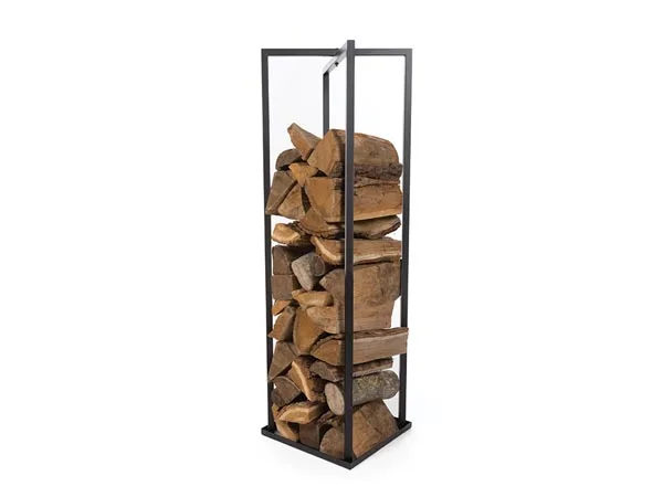 Perel Soporte para leña indoor outdoor, estantería metálica negra para almacenamiento de leña, porta leña para chimenea o estufa, firewood rack, 34 x 34 x 118 cm
