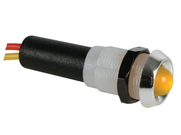 Perel 139566 lámpara LED de señal, 5 V, carcasa cromo abs, Amarillo