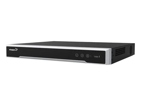 EtiamPro Grabador de vídeo en Red (NVR) de 8 Canales, Dual-OS, 8 interfaces PoE, compresión H.265+, admite 8 MP, visualización y grabación en Directo, Audio bidireccional, Opciones de Seguridad