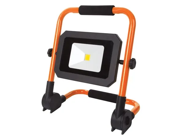 Perel Lámpara de Trabajo LED portátil 30 W 3200 Lumen 4000 K Blanco Neutro IP64 luz de Trabajo con Soporte Ajustable y empuñadura Soft Grip para Interior y Exterior