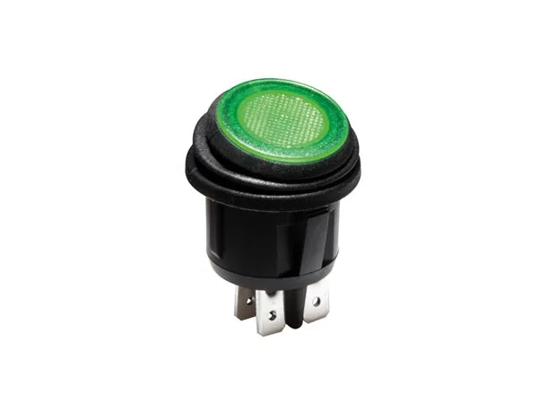 Interruptor de basculante iluminado - verde - 2P DPST/ON-OFF, 12 V