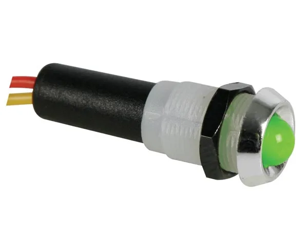 Perel 139564 lámpara LED de señal, 5 V, carcasa cromo abs, Verde