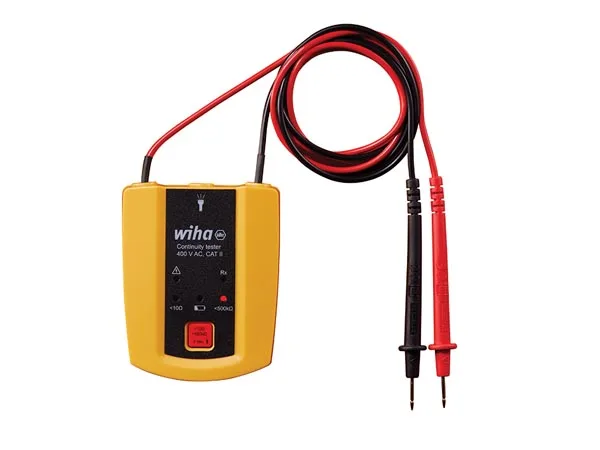 Wiha Comprobador de continuidad hasta 400 V CA, CAT II, incluye 2 pilas AAA I con función de linterna I con indicador LED muy fuerte (45222)