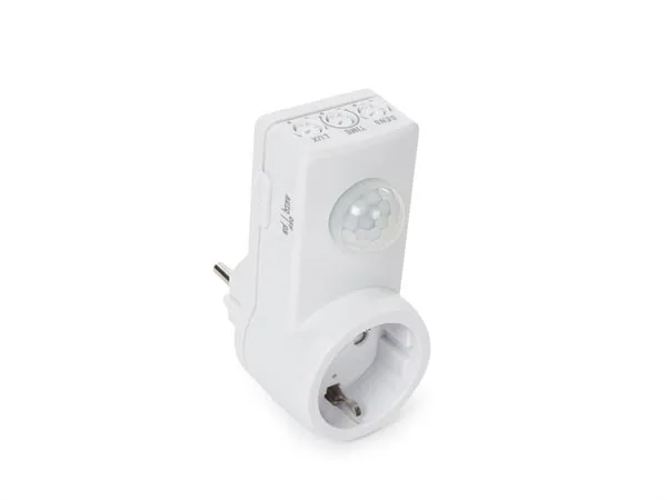 Perel Interruptor de crepúsculo, ajustable, ángulo de detección 160 °, rango de detección 9 m, 230 V, 1.5 A, 300 W, conexión a tierra F, blanco, blanco