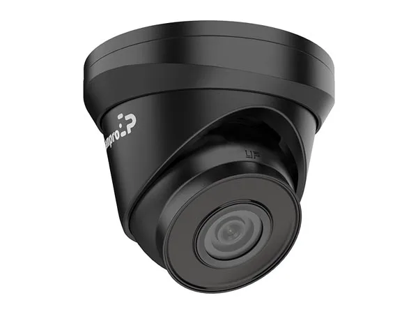 EtiamPro Cámara de Red IP Domo, cámara de vigilancia, 4 MP, Leds IR, visión Nocturna 30 m, Objetivo Fijo, tecnología WDR, función PoE, App Guarding Vision, para Interior y Exterior, Negra