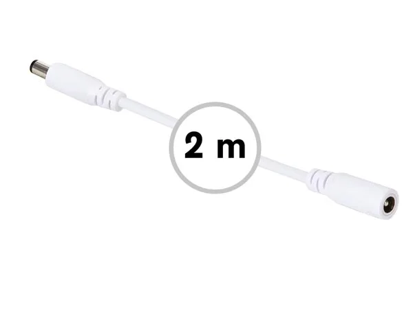 HQ-Power Cable alargador, 24 V CC, 3 A, clavija de CC de 5,5 x 2,1 mm, macho-hembra, 20 AWG, 2 m, blanco