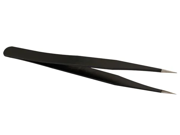 Velleman Pinzas antiestáticas, 11.8 cm de longitud, precisión final para componentes electrónicos, negro