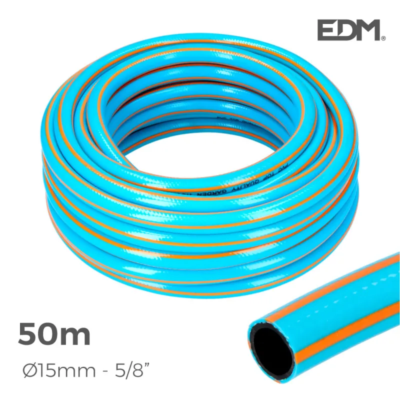 EDM 74082 Manguera Jardín Profesional con Ø INT 15 mm x Ø Ext 20 mm (5/8"), 50 m