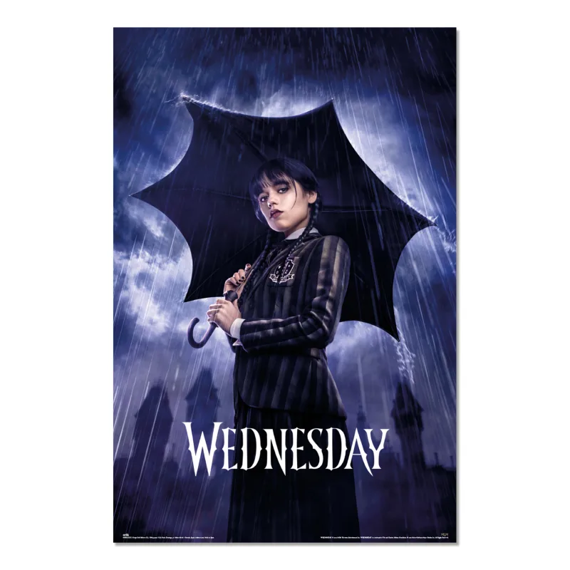 Grupo Erik Poster Miércoles Addams sombrilla - Poster Wednesday - Laminas decorativas 61x91,5cm a todo color | Posters para pared ideal decoración habitación