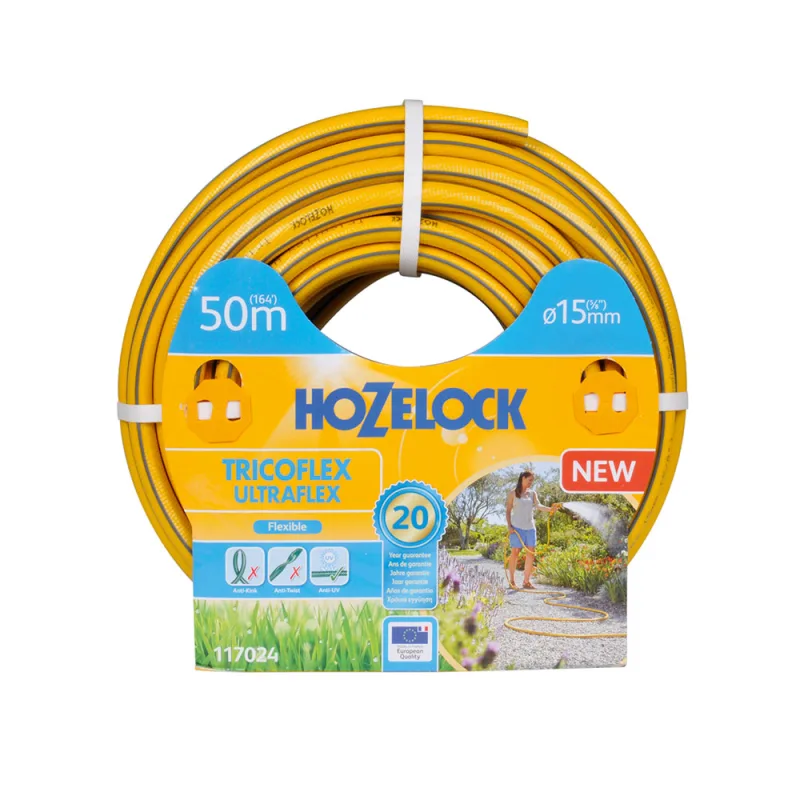 Hozelock Tricoflex Ultraflex Manguera, Amarillo, 50 mx 15 mm