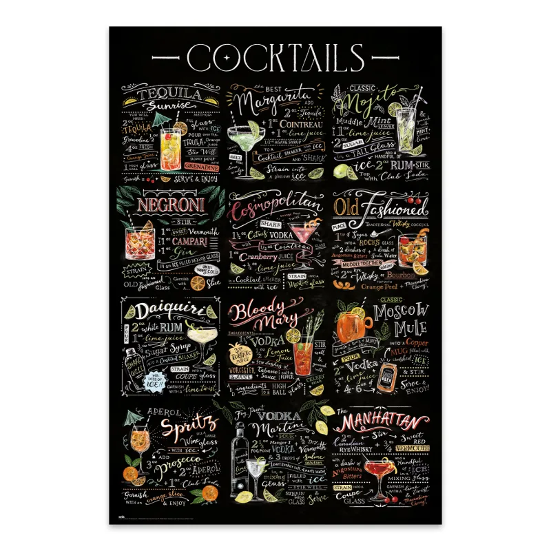 Grupo Erik Poster cocktails - Laminas decorativas 61x91,5cm a todo color | Posters para pared ideal decoración habitación