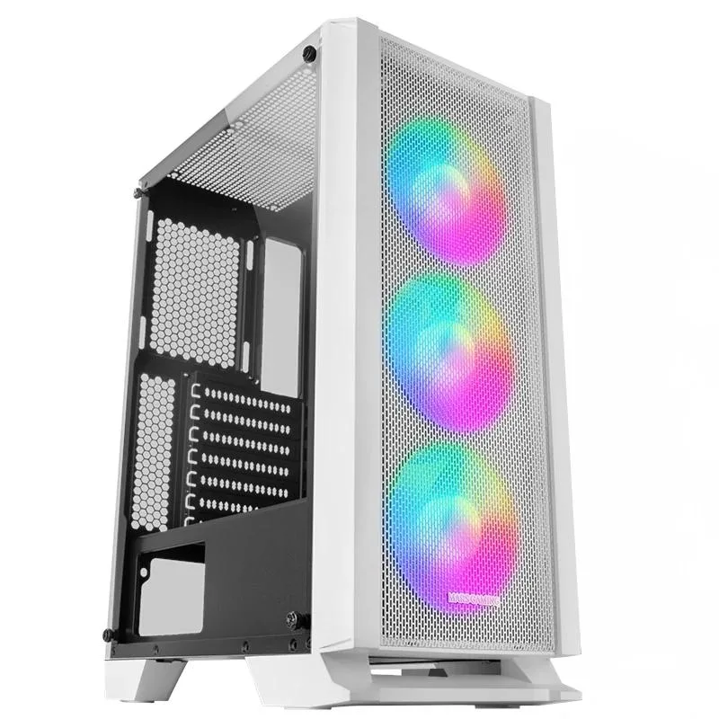 Mars Gaming MC-C Blanco Caja PC ATX Panel Frontal Metal-Mesh Cristal Templado 3 Ventiladores Frontales FRGB 120mm