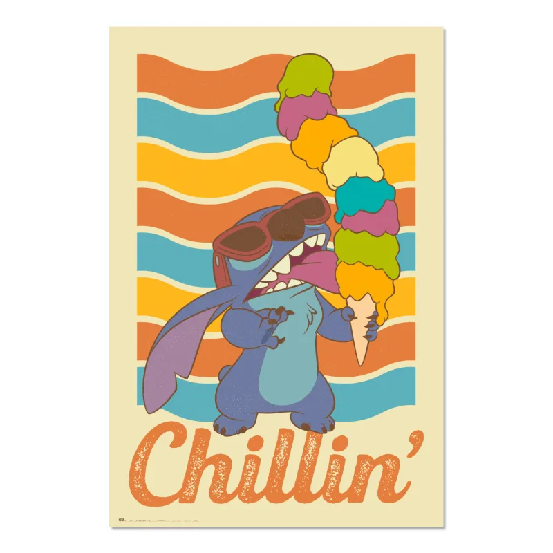 Grupo Erik Poster Disney Stitch chillin - Poster Stitch - Laminas decorativas 61x91,5cm a todo color | Posters para pared ideal decoración habitación
