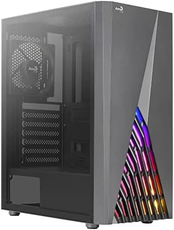 Aerocool DELTABKV1, Caja PC ATX, Frontal RGB, Ventana Lateral Completa, Ventilador 12cm, Negro